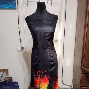 Elegant Black and Multicolor Strapless Dress